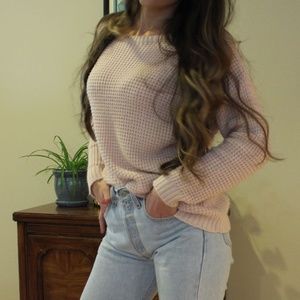 Baby Pink Waffle Knit Sweater